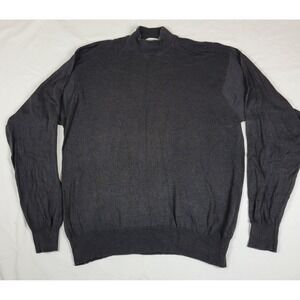 Anthology Mens Charcoal Gray 100% Silk Mock Neck Sweater XL